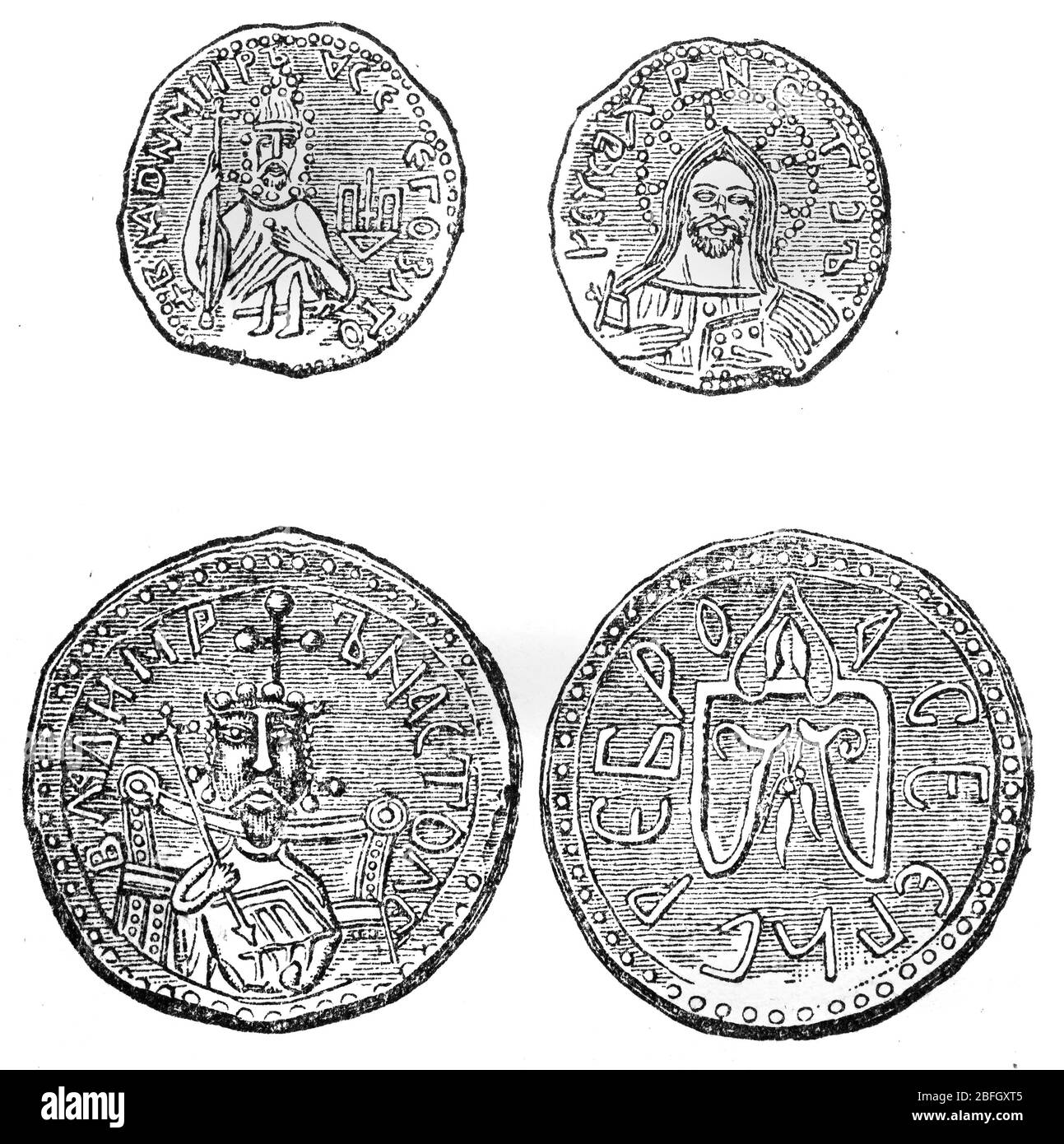 Alte russische Münzen des 10. Jahrhunderts, Illustration aus Buch datiert 1916 Stockfoto