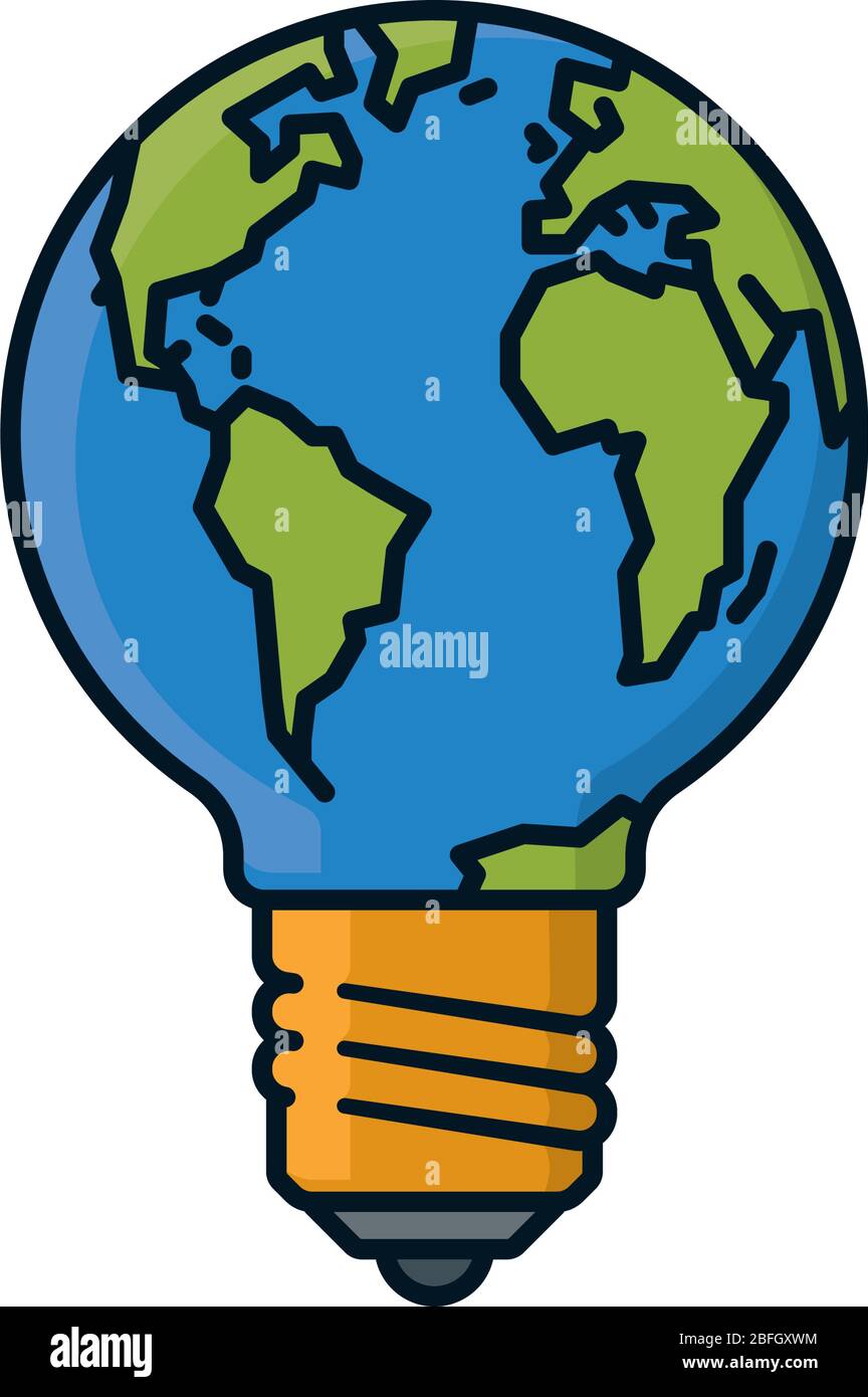 Erde in einer Glühbirne isolierte Vektor-Illustration für Earth Day am 22. April. Kreatives Symbol für Umweltschutz. Stock Vektor
