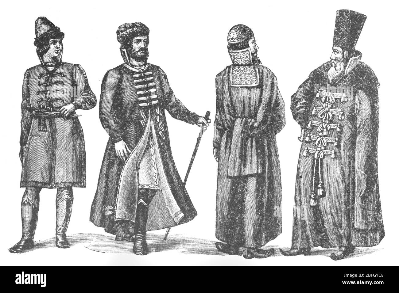 Russische Leute, 17. Jahrhundert, Illustration aus Buch datiert 1916 Stockfoto