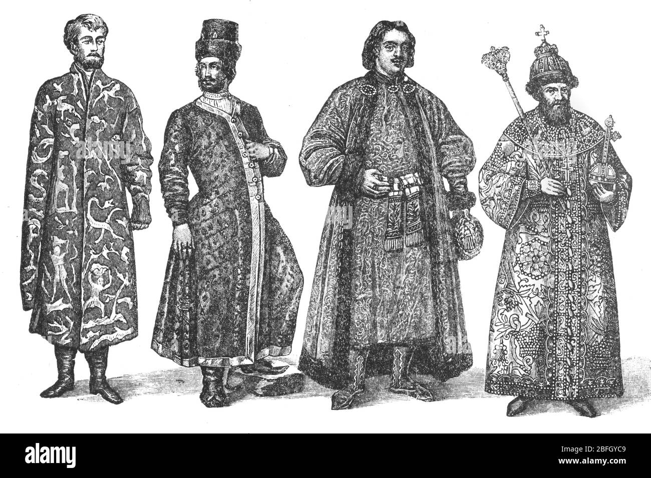 Russische Leute, 17. Jahrhundert, Illustration aus Buch datiert 1916 Stockfoto