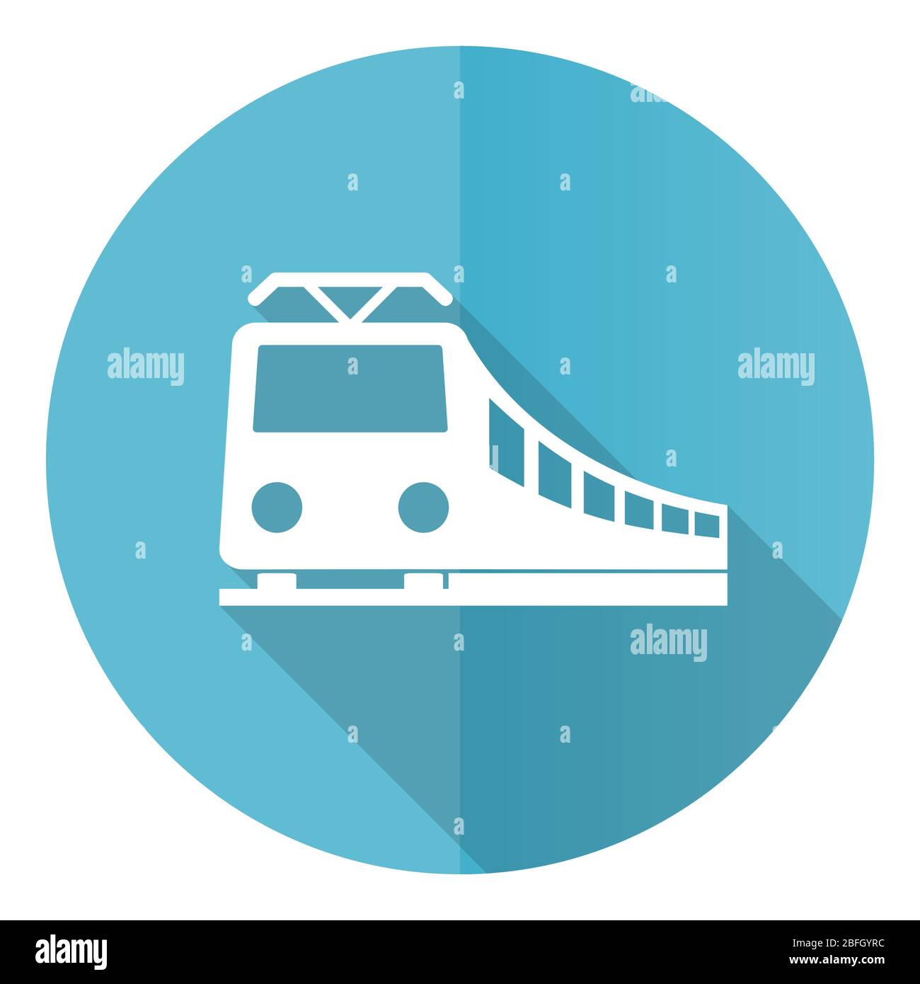 Zug blau rund flaches Design Vektor-Symbol isoliert auf weißem Hintergrund, Eisenbahn, Transport-Illustration in eps 10 Stock Vektor
