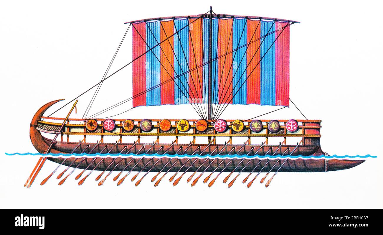 Phönizische Segelkriegschiff, 1. Jahrhundert v. Chr. Stockfoto