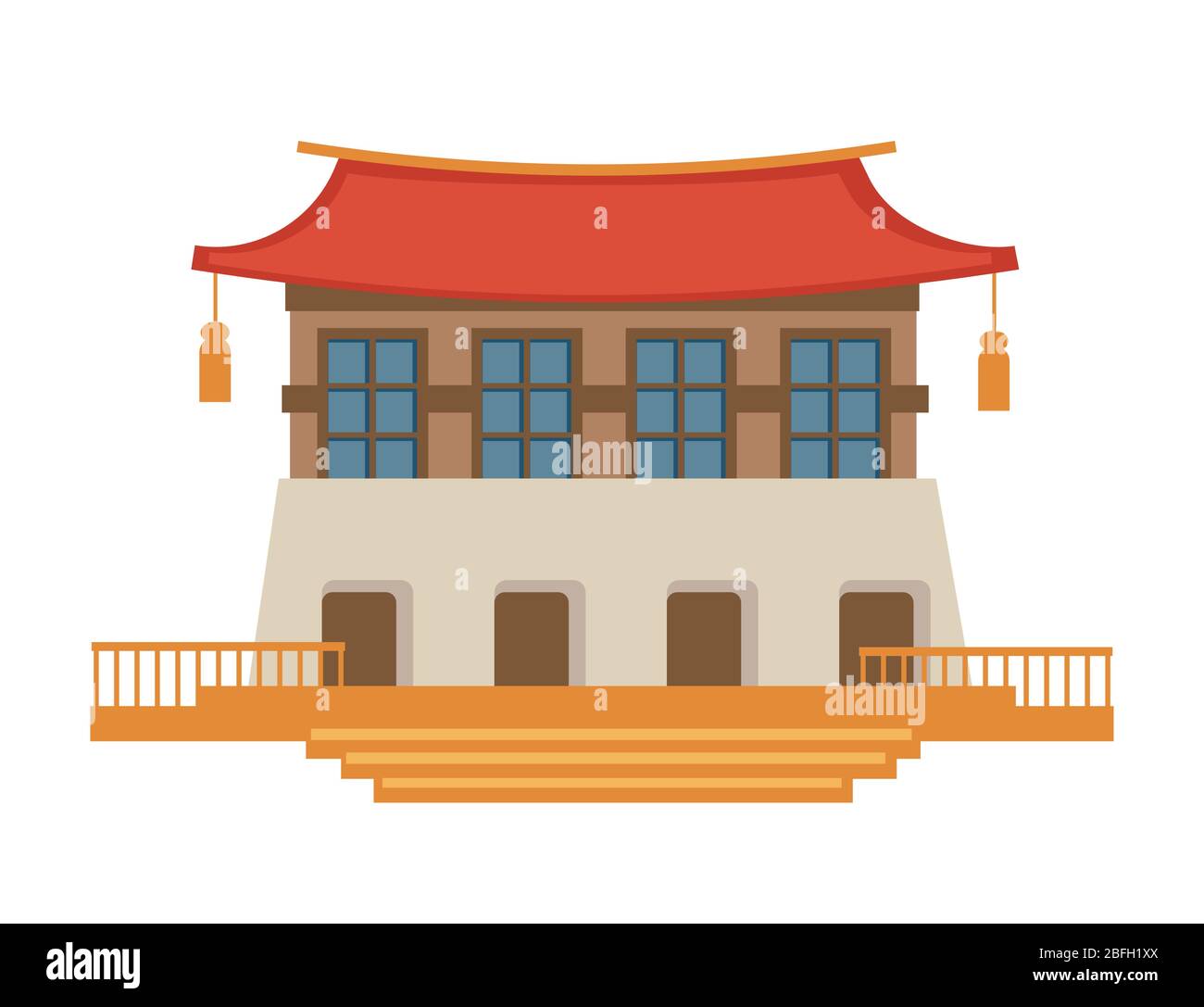 Asiatische Architektur, chinesischer oder japanischer Tempel, Touristenattraktion Stock Vektor