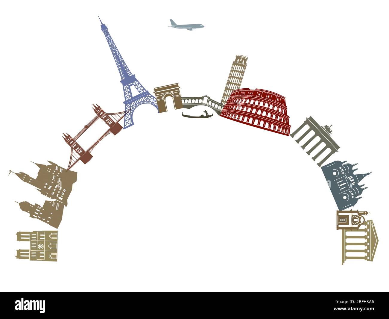 Europa Wahrzeichen, Reiseziele und Eindrücke Stock Vektor