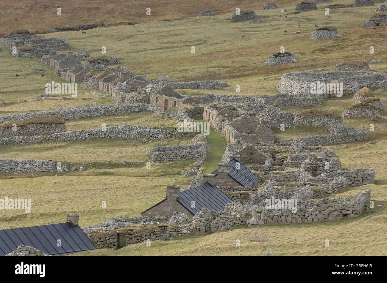 St Kilda: Village Bay St Kilda im Besitz des National Trust for Scotland. Stockfoto