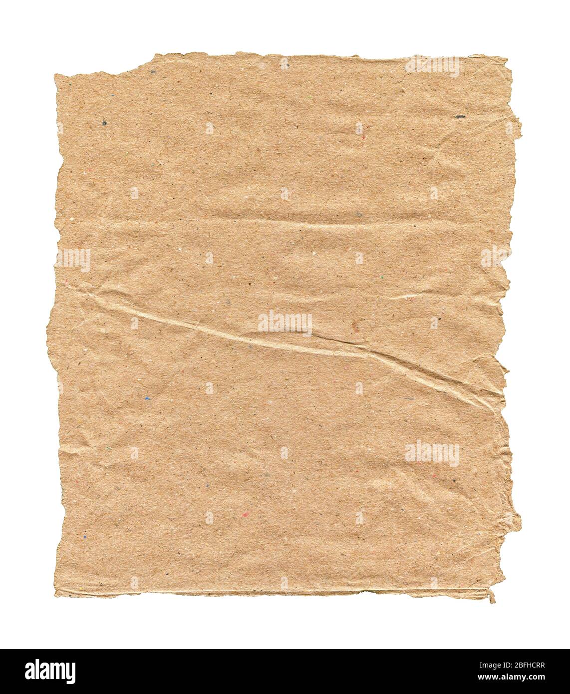Blank zerknittertes braunes Papier texturierter Hintergrund isoliert Stockfoto