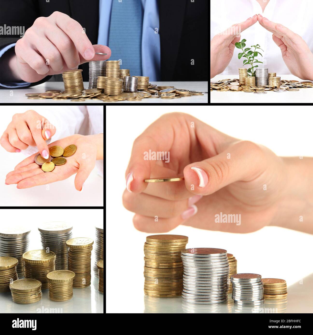 Collage des Finanzierungskonzepts Stockfoto
