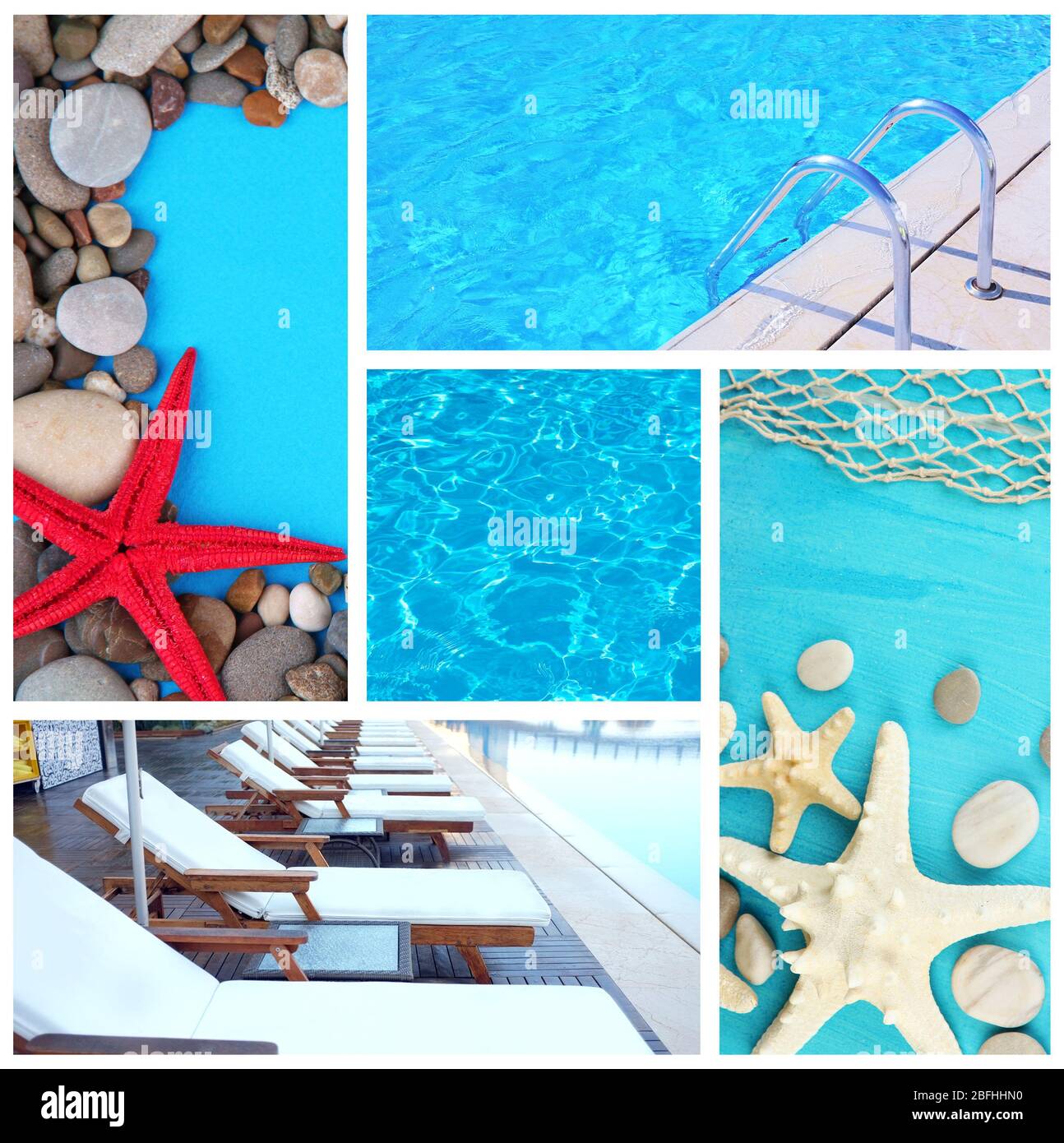 Collage mit Meeresmotivdesign Stockfoto
