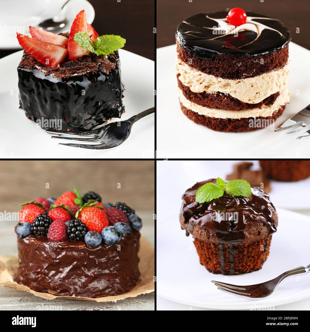 Collage aus Schokoladendesserts Stockfoto