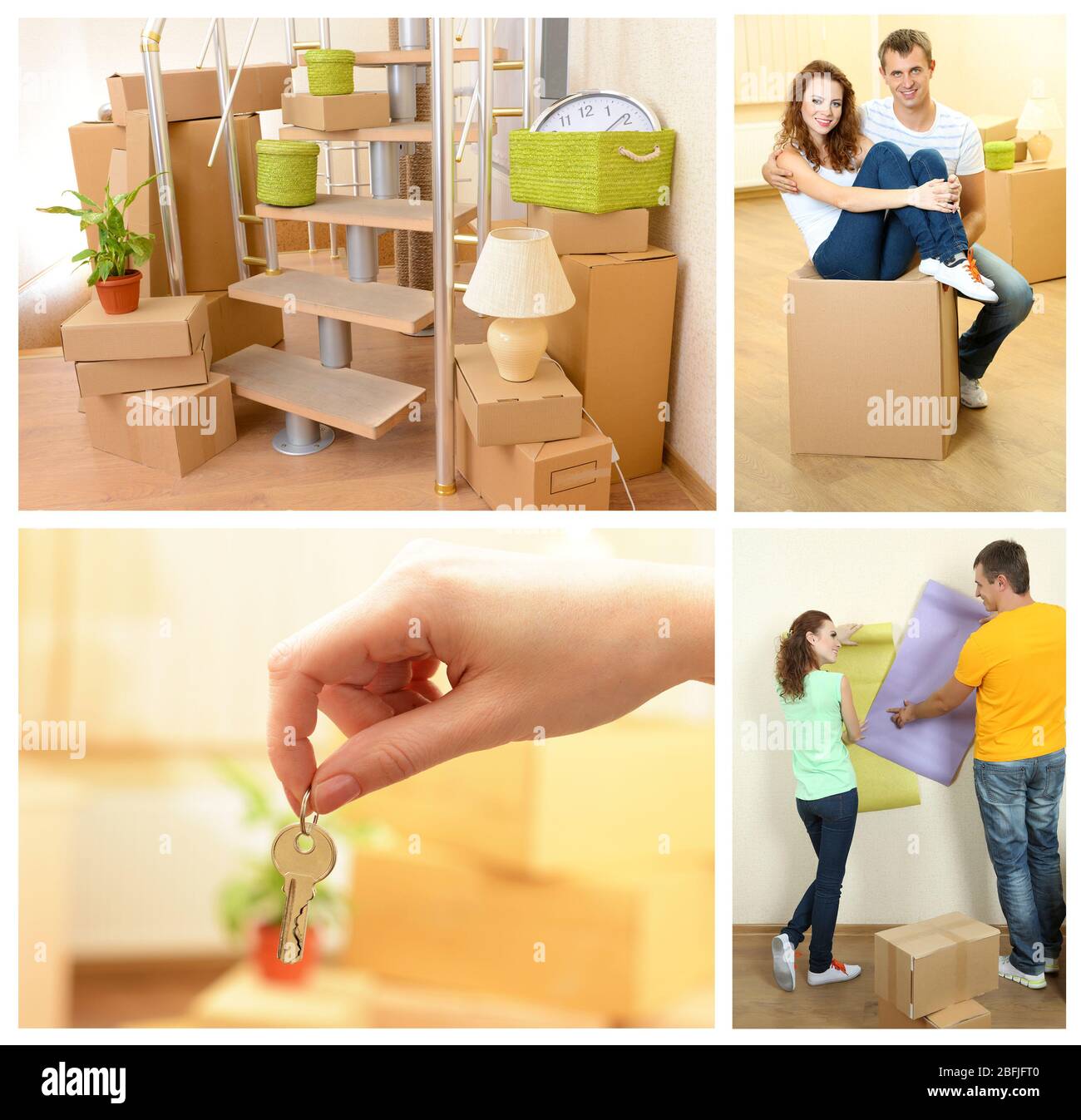 Umzug in neue Haus Thema Collage Stockfoto