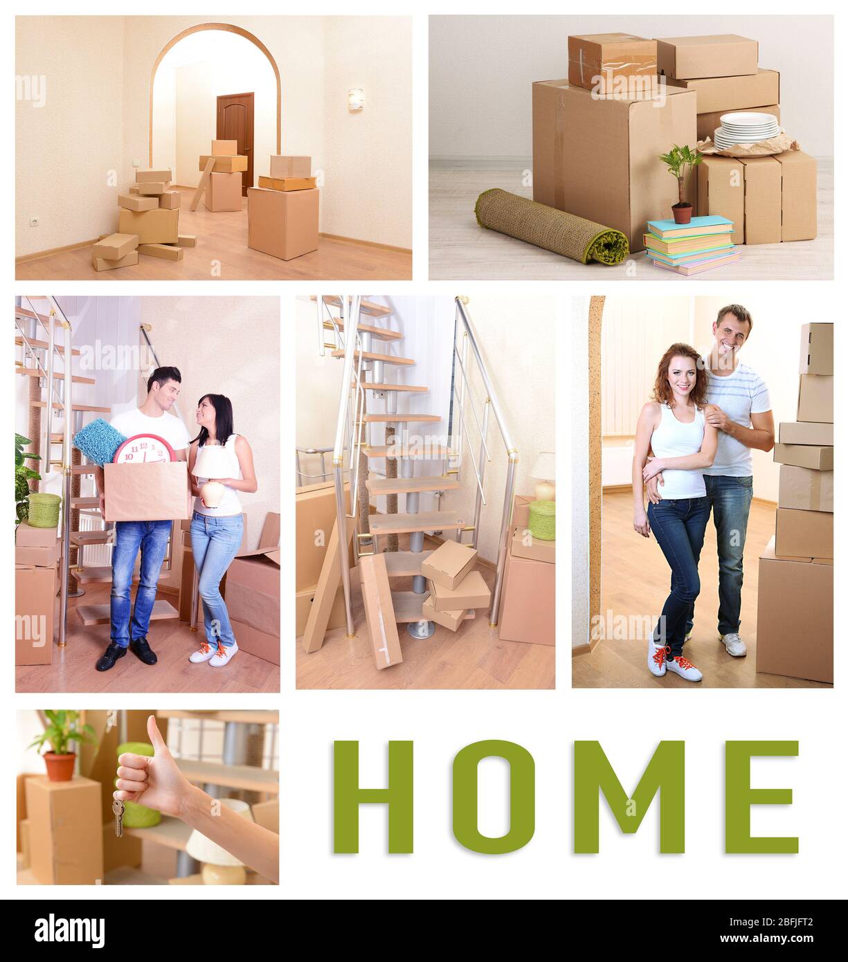 Umzug in neue Haus Thema Collage Stockfoto
