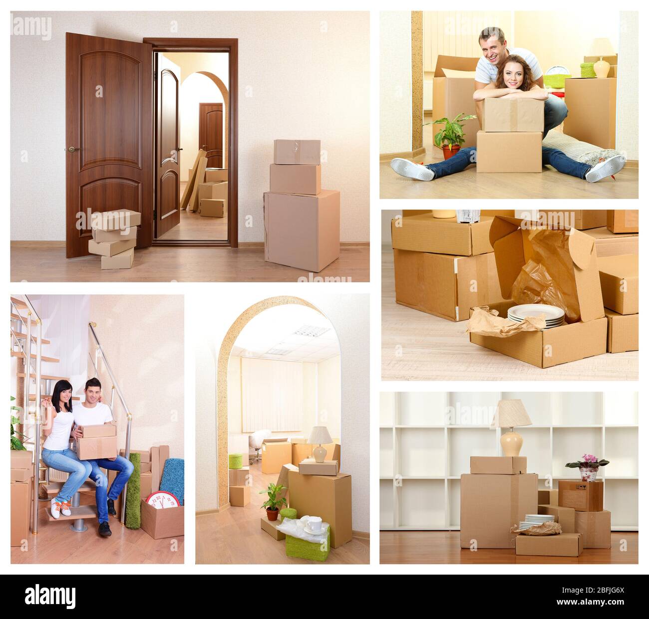 Umzug in neue Haus Thema Collage Stockfoto