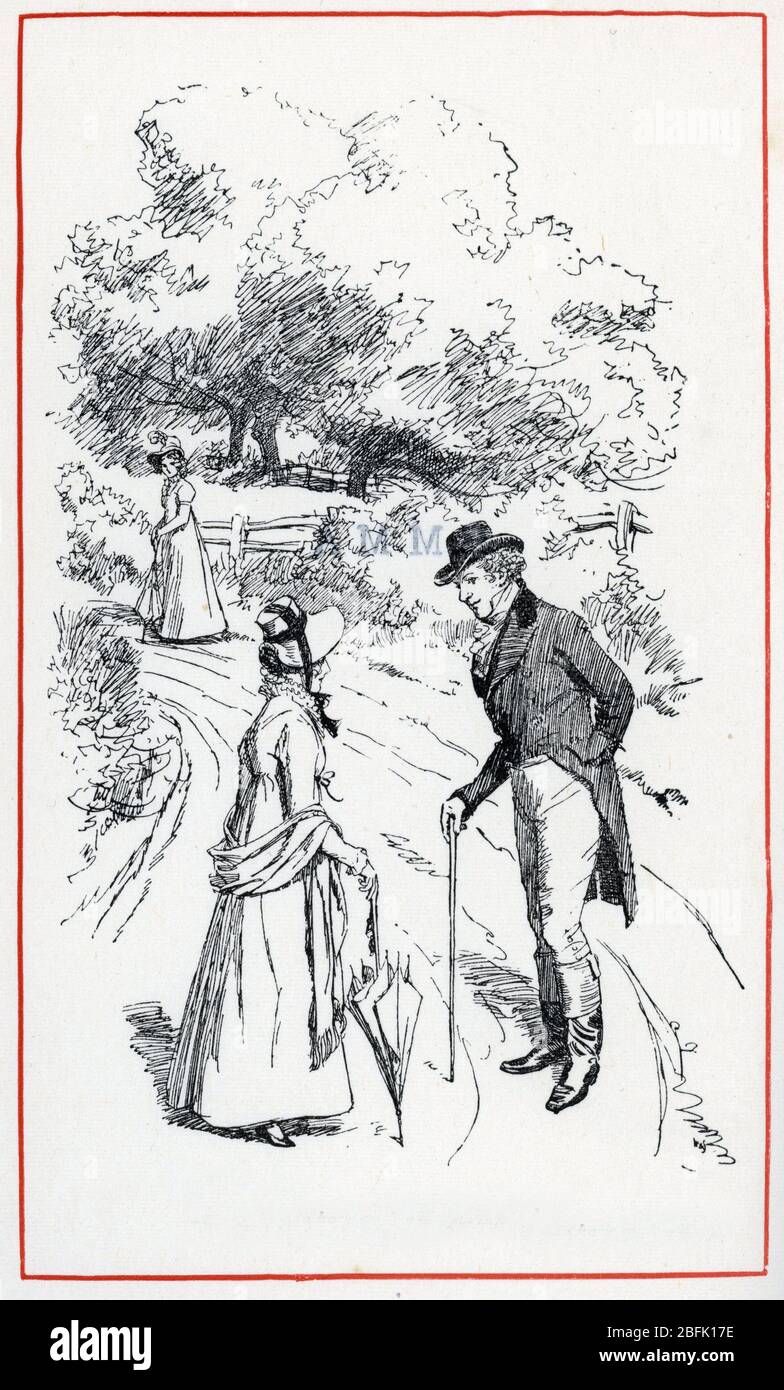 Illustration de Hugh Thomson (1860-1920) pour 'Emma' de Jane Austen (Illustration von Hugh Thomson zum Roman 'Emma' von Jane Austen) Sammlung Prive Stockfoto