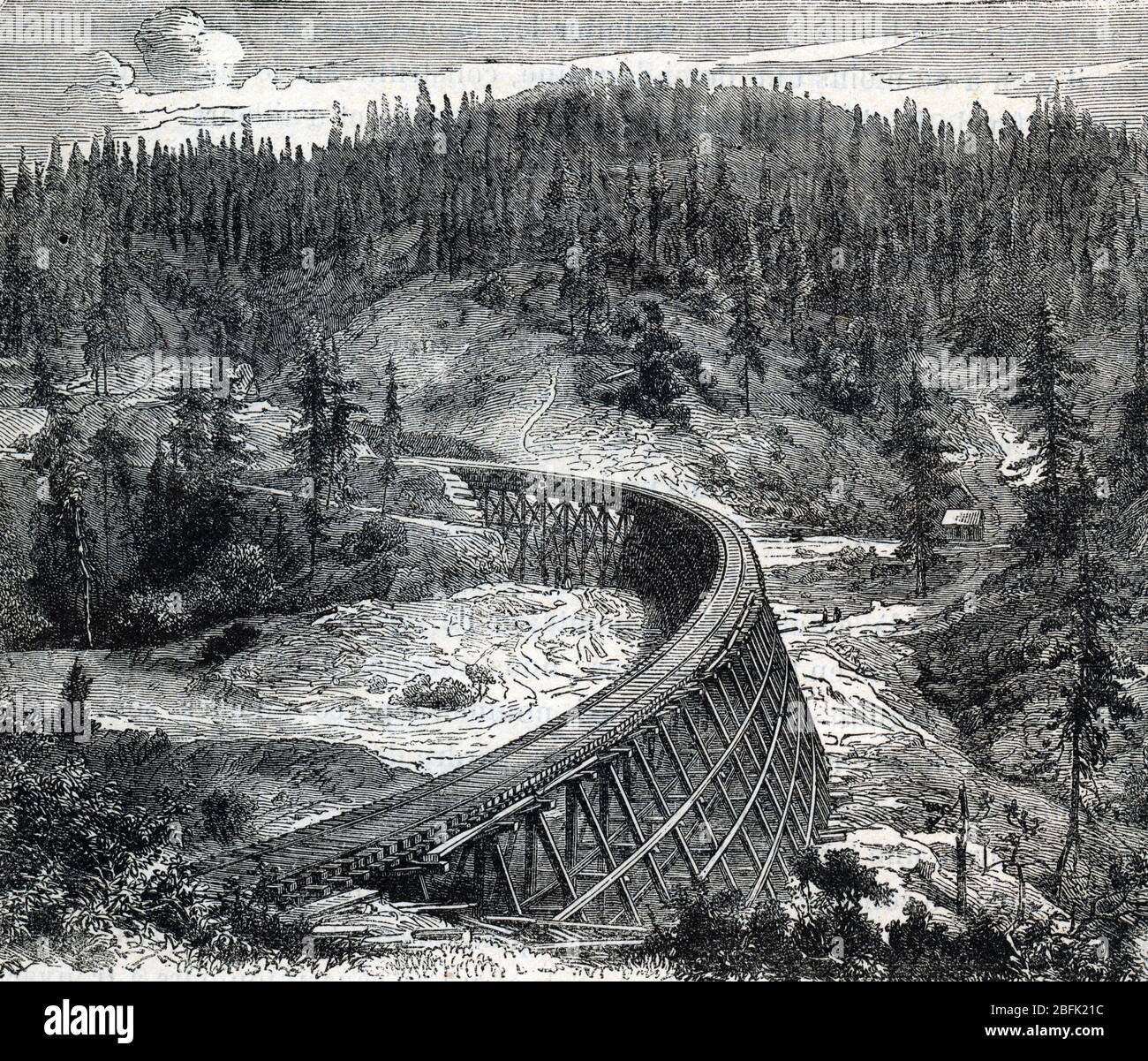 Vue du chemin de fer du Mont Washington ( Mount Washington Cog Railway) konstruiert en 1869, New hampshire, Etats Unis (Blick auf die Mount Washington Cog Stockfoto