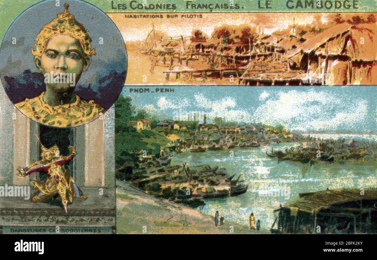 Reich kolonialfrancais : Colonies d'Asie, le protectorat du Cambodge (Französisch Besitz und Kolonien : französisch asien, Protektorat von Kambodscha) Chrom Stockfoto