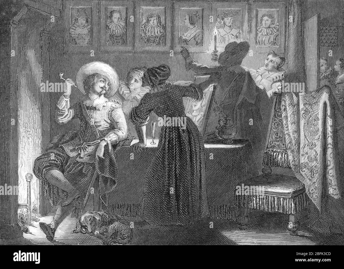 'Vue d'une maison close en Hollande au 17eme siecle (ein Bordell in den Niederlanden 17. Jahrhundert) Gravure tiree de 'Histoire de la Prostitution' de Pierre D. Stockfoto