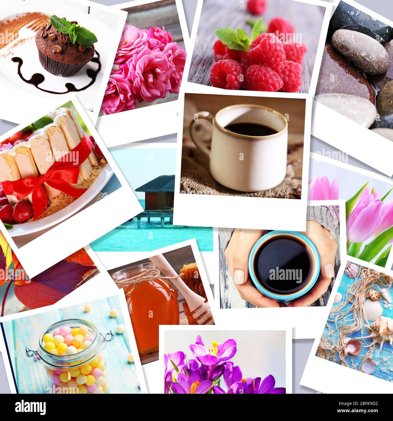 Collage aus verschiedenen hellen Fotos Stockfoto