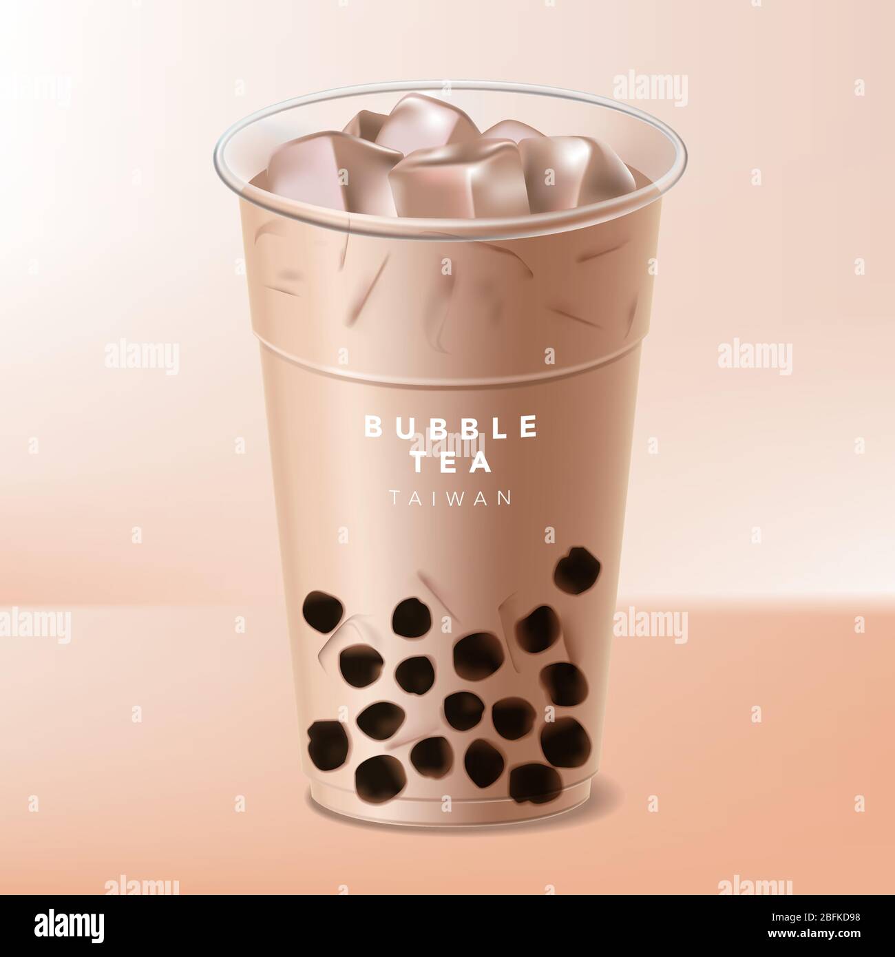 Vektor Taiwan Iced Bubble Tea oder Boba Milk Tea Illustration Stock Vektor