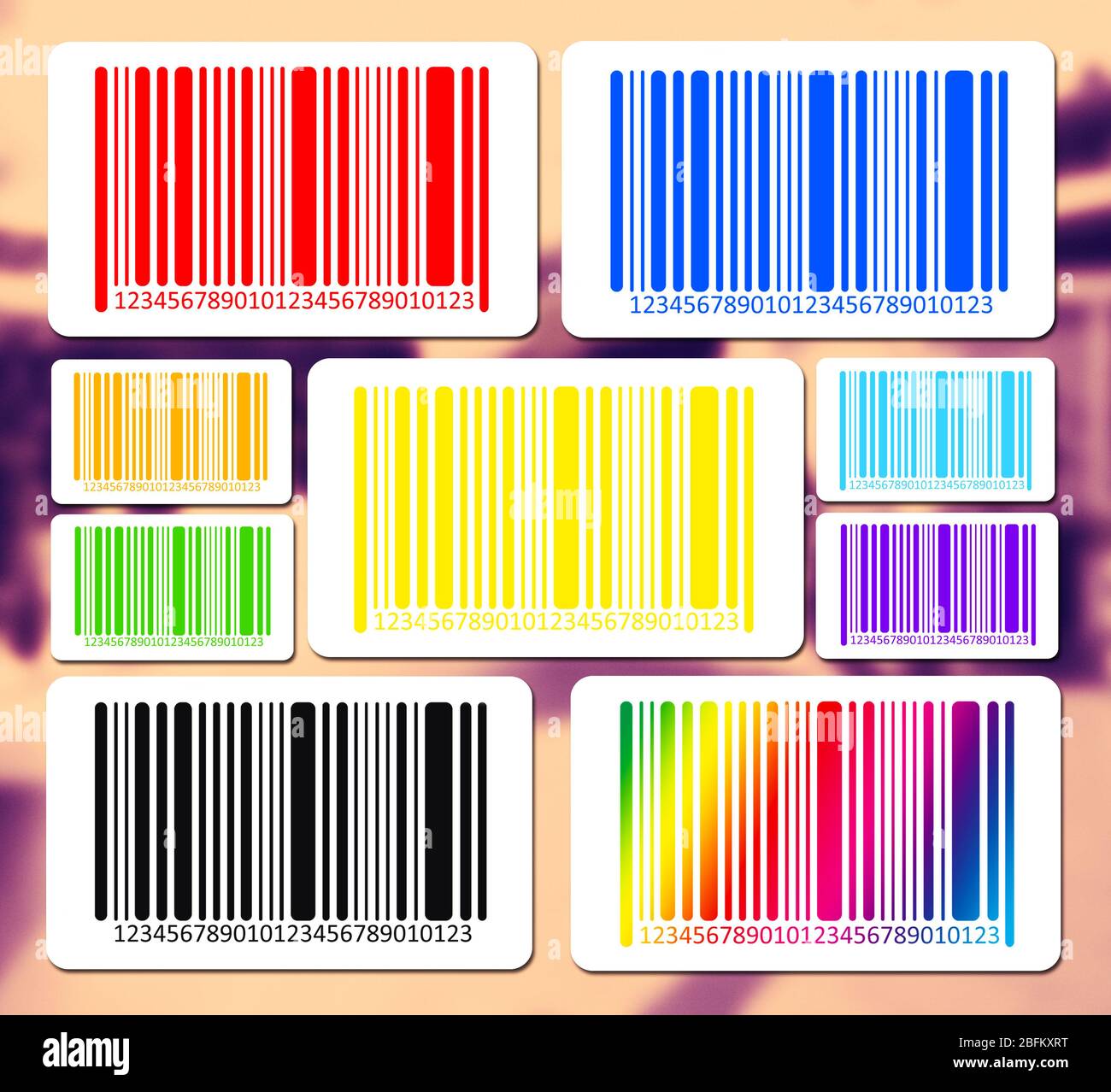 Helle Barcodes auf abstraktem Hintergrund. Vektorbild Stockfoto