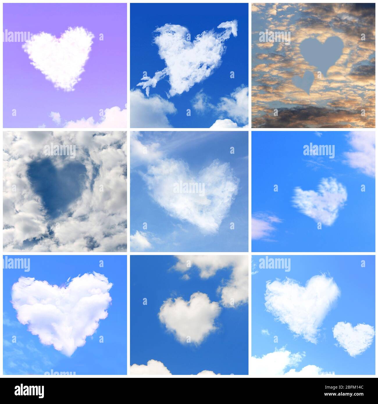 Collage aus Wolken in Herzform Stockfoto
