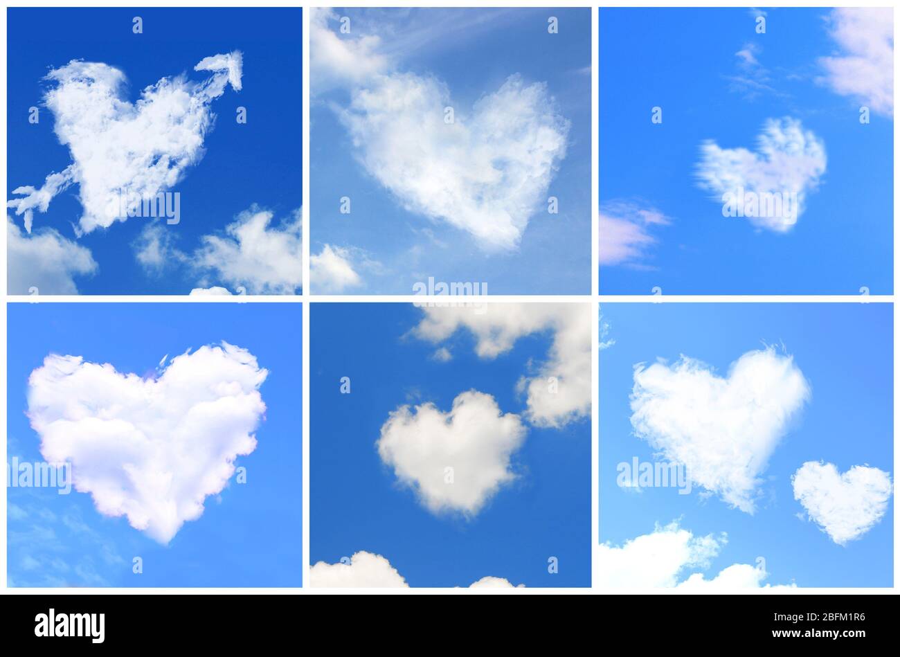 Collage aus Wolken in Herzform Stockfoto
