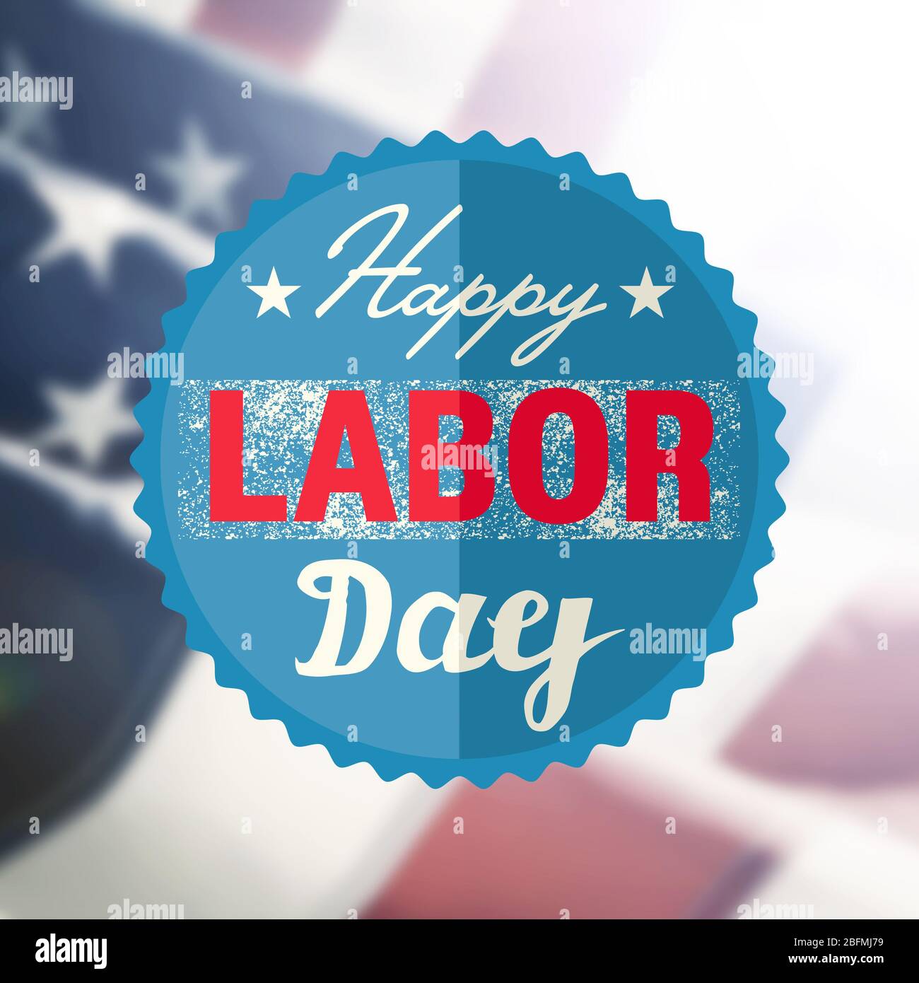 Happy Labor Day Schild auf USA Flagge Hintergrund Stockfoto