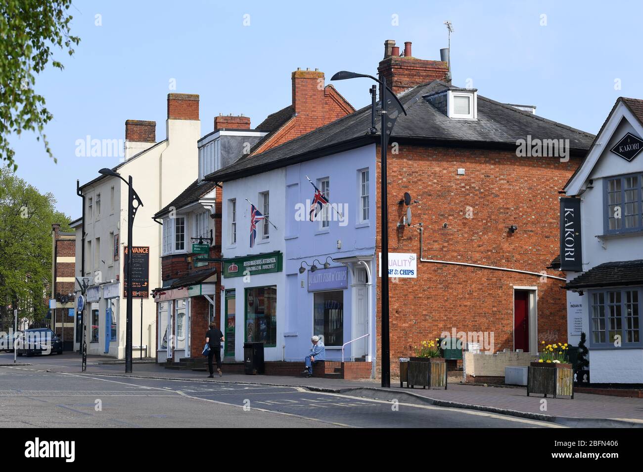 Newport Pagnell Milton Keynes Bucks Iron Bridge und Stadtzentrum Stockfoto