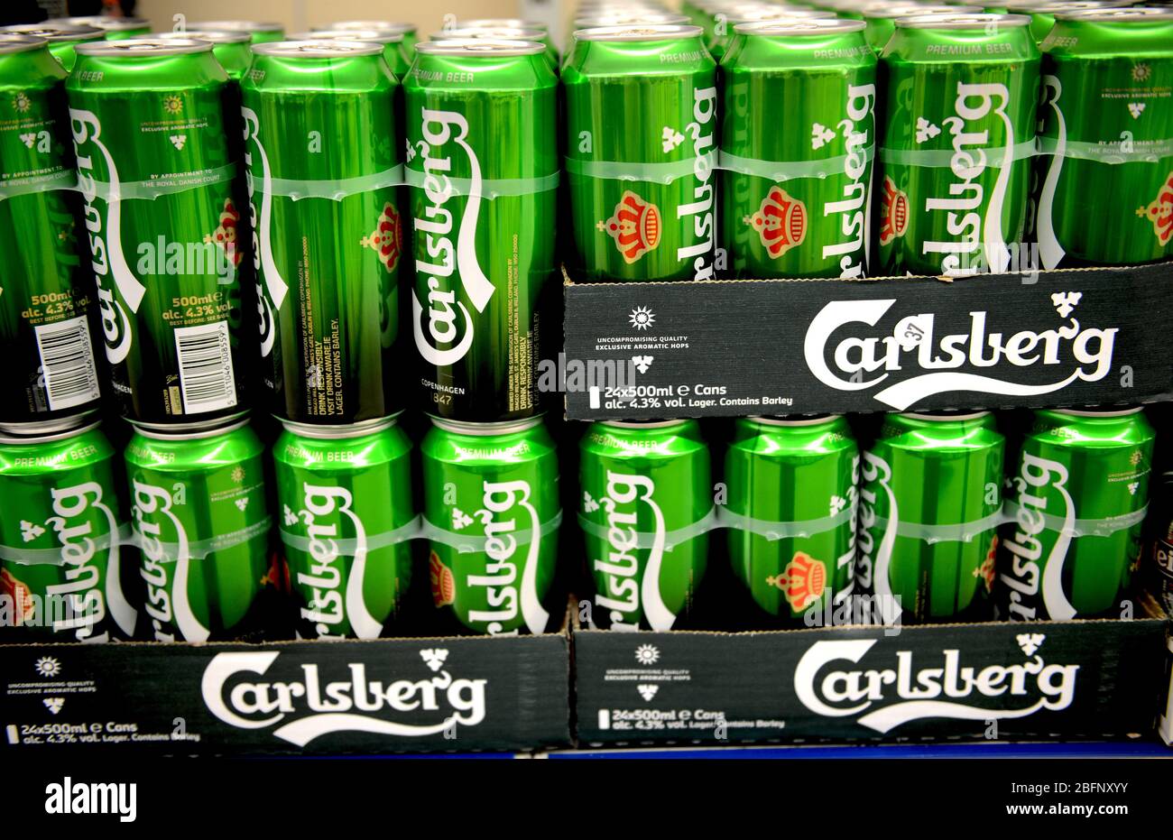 Nahaufnahme von carlsberg Dosen Stockfoto