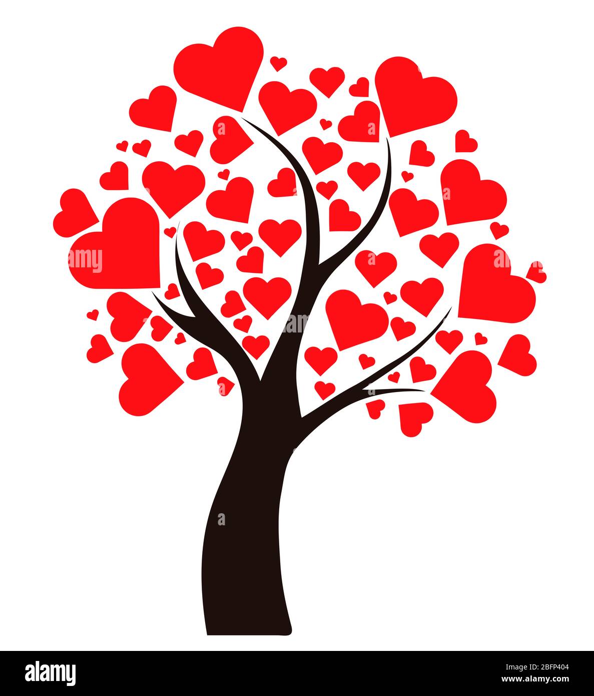 Illustrationsbaum mit Herzen Stockfoto