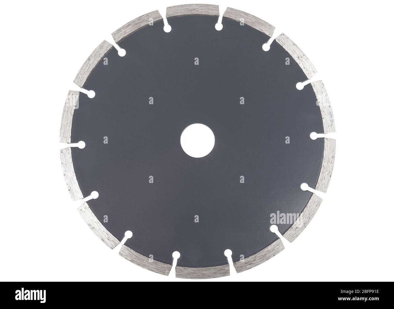 Diamantsägeblatt zum Schneiden von Beton isoliert auf weißem Hintergrund Stockfoto