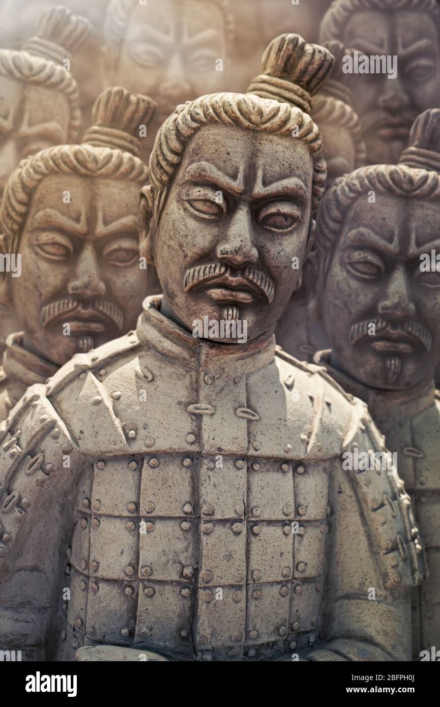 Terrakotta Krieger Soldaten aus der Terrakotta Armee von Kaiser Qin Shi Huang (Reproduktion). Stockfoto