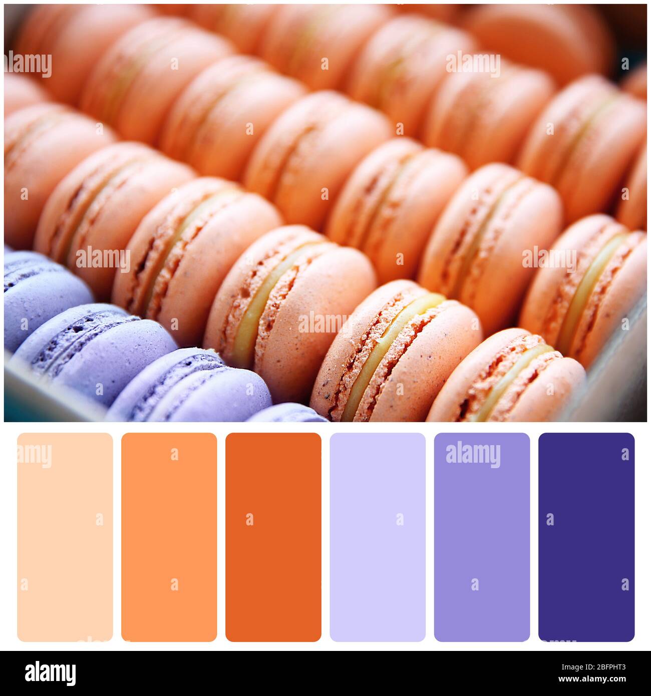 Apricot Farbpalette. Leckere Makkaronen, Nahaufnahme Stockfoto