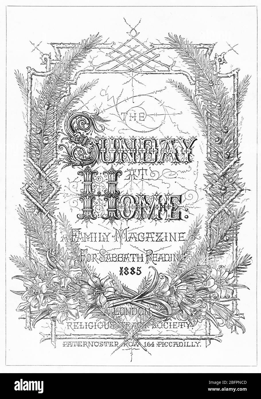 Eingravierte Titelseite der Zeitschrift Sunday at Home, 1885 Stockfoto