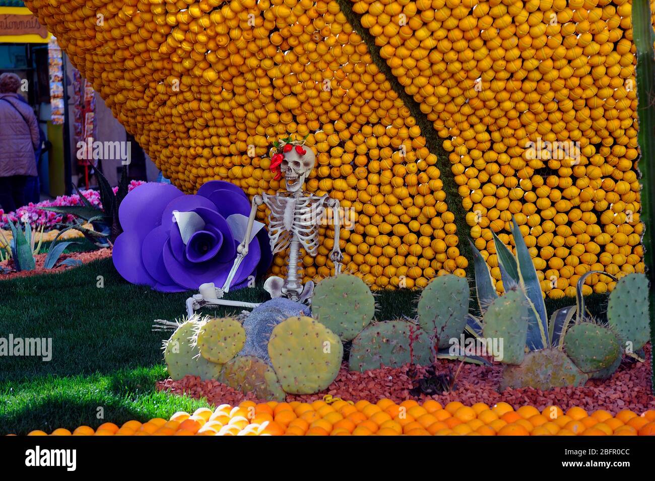 Bioves Gärten in Menton während des Zitronenfestes im Februar 2020. Stockfoto