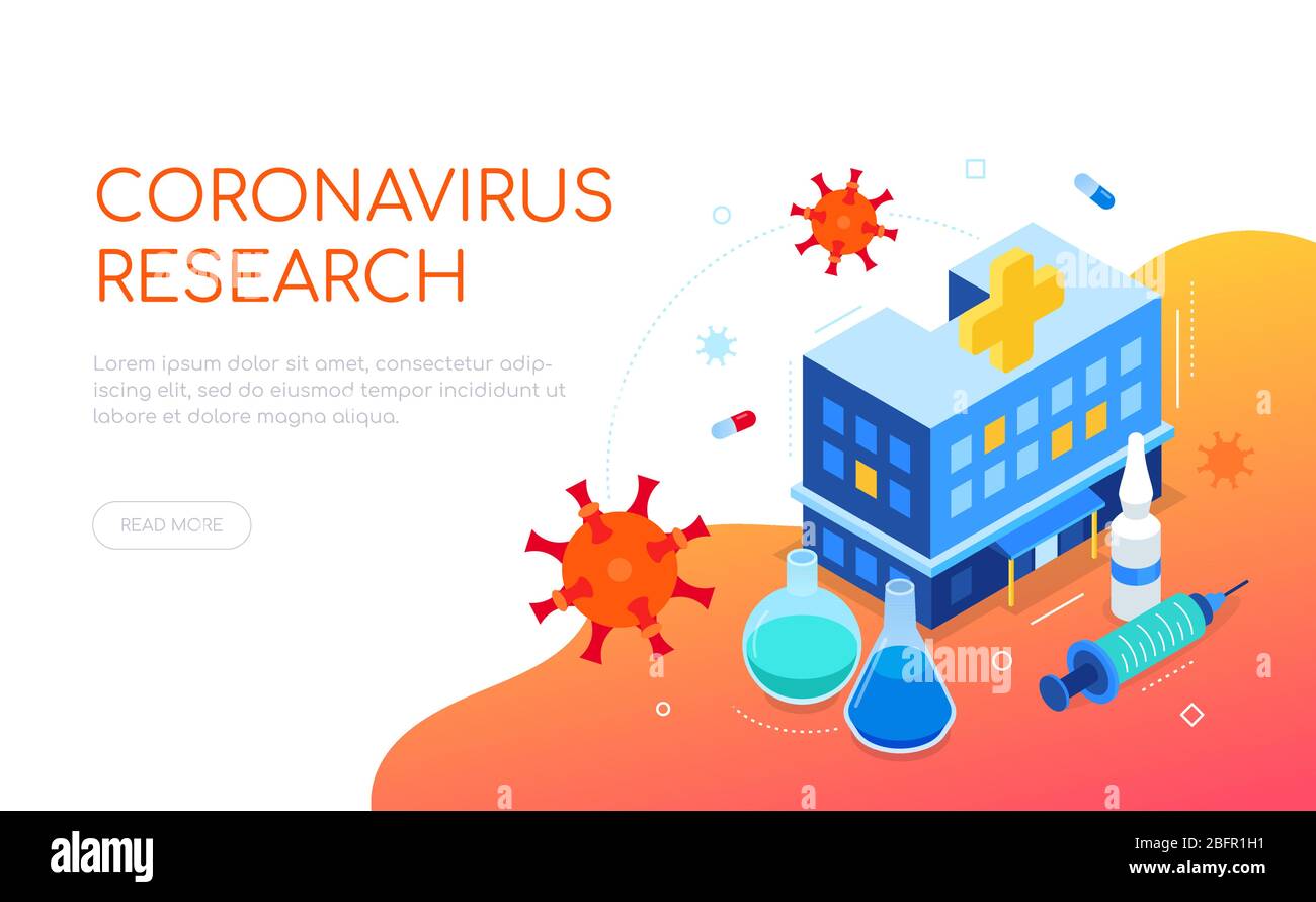 Coronavirus Disease Research - Bunte isometrische Web-Banner Stock Vektor
