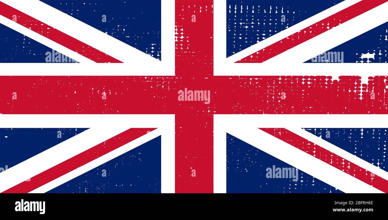 Flagge von Großbritannien, Vektor verzweifelt. Vektor vereinigtes Königreich Flagge auf Grunge Hintergrund Stock Vektor