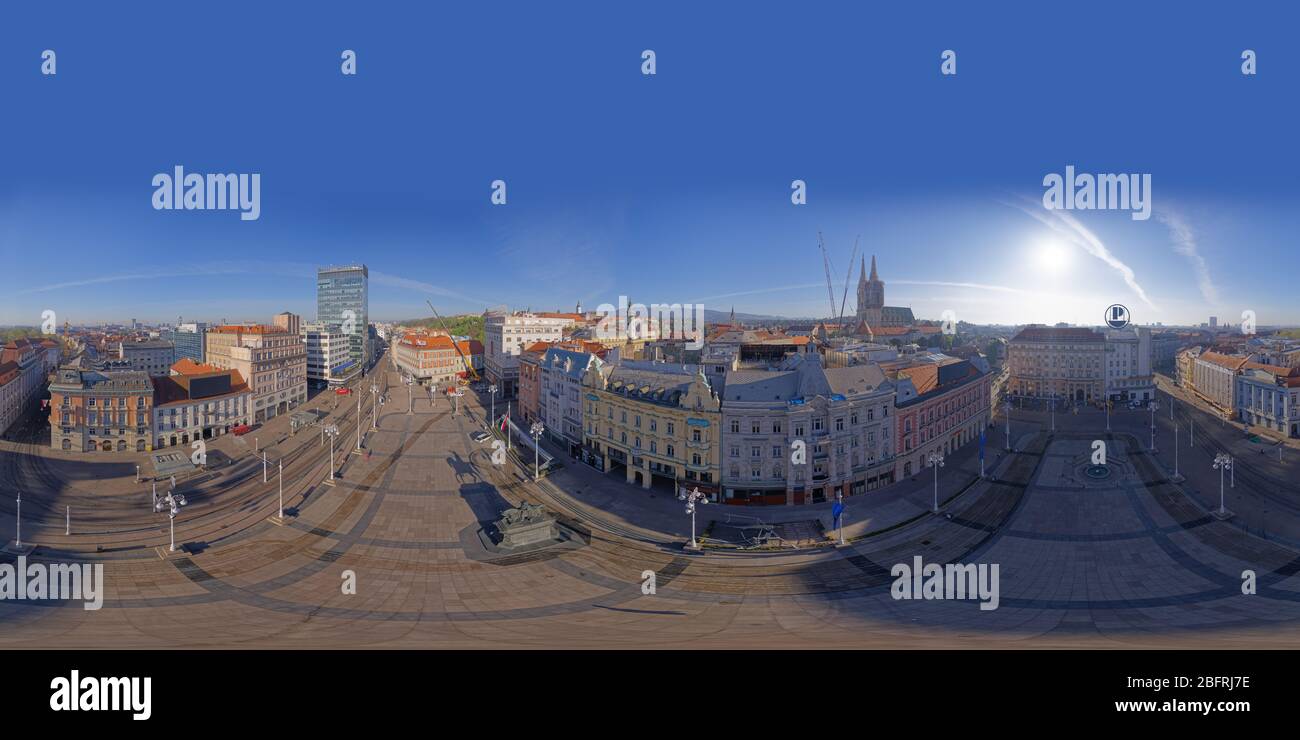 360 Panorama des Zagreber Stadtzentrums Stockfoto