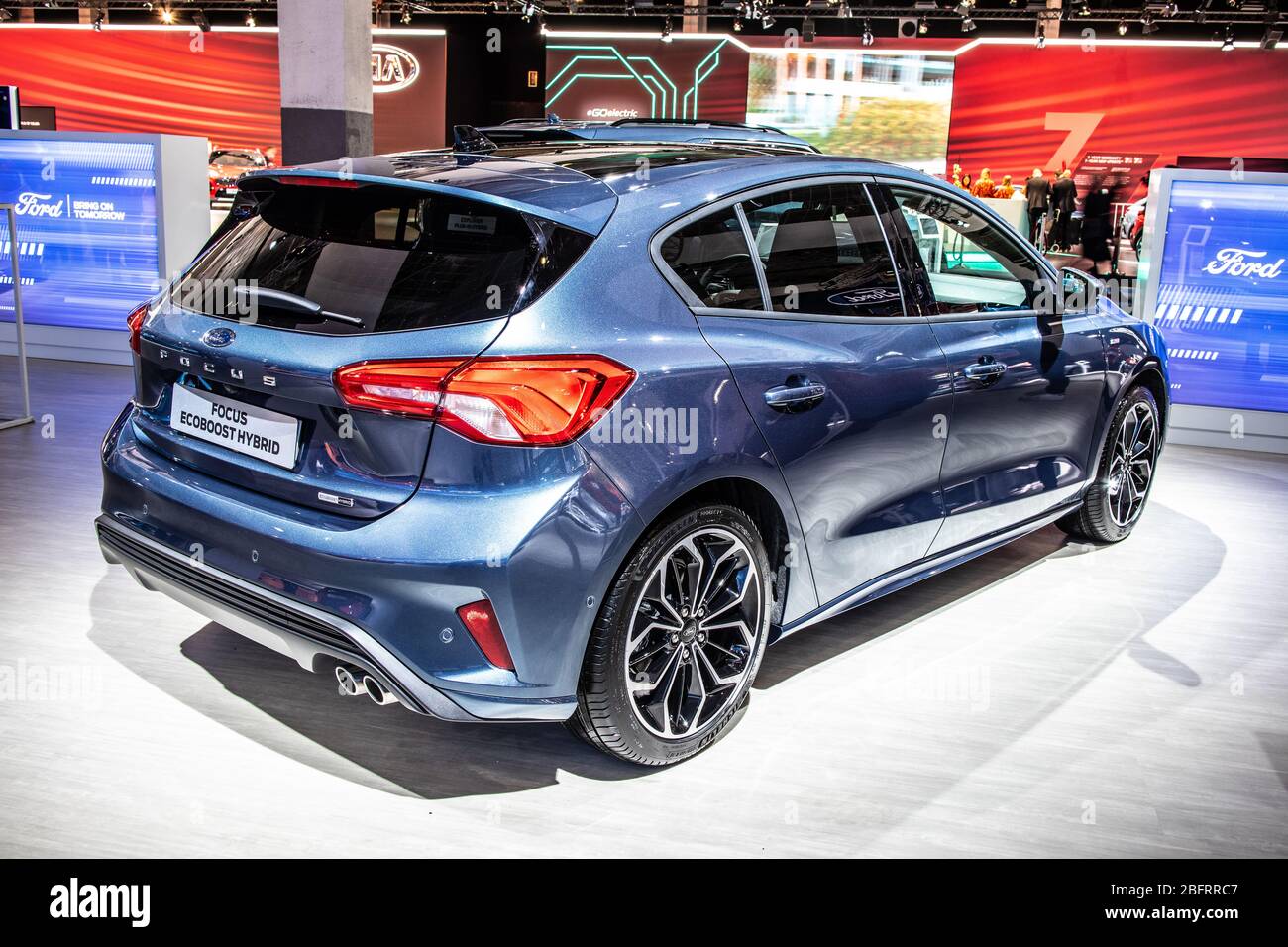 Brüssel, Belgien, Jan 2020: Ford Focus Ecobost Hybrid auf der Brussels Motor Show, Plug-in-Hybrid PIH-Auto der vierten Generation von Ford Stockfoto