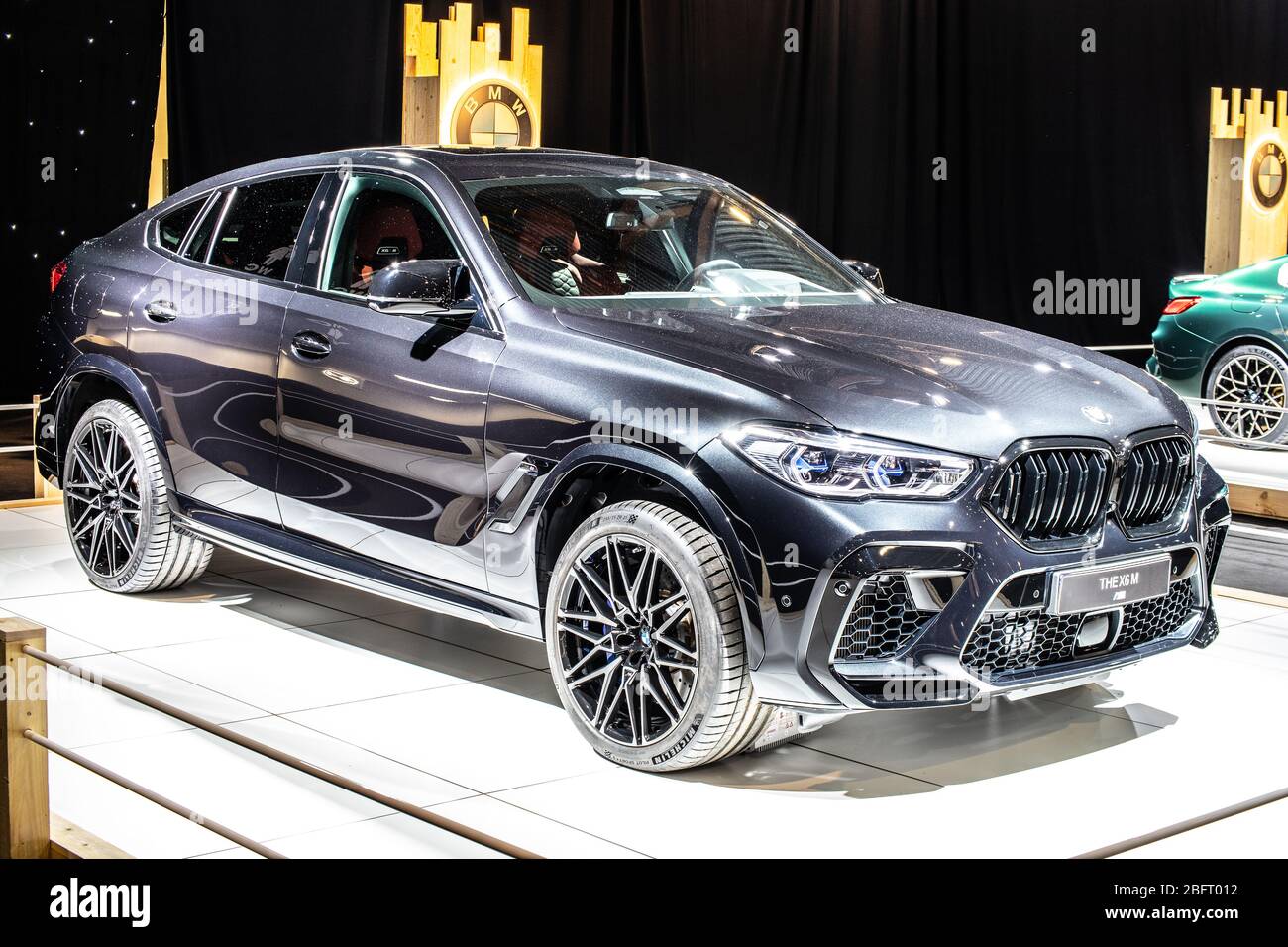 Brüssel, Belgien, Jan 2020 BMW X6 M Competition 3rd Gen, Brussels Motor Show, G06, mittelgroßer Luxus-Crossover-SUV von BMW Stockfoto