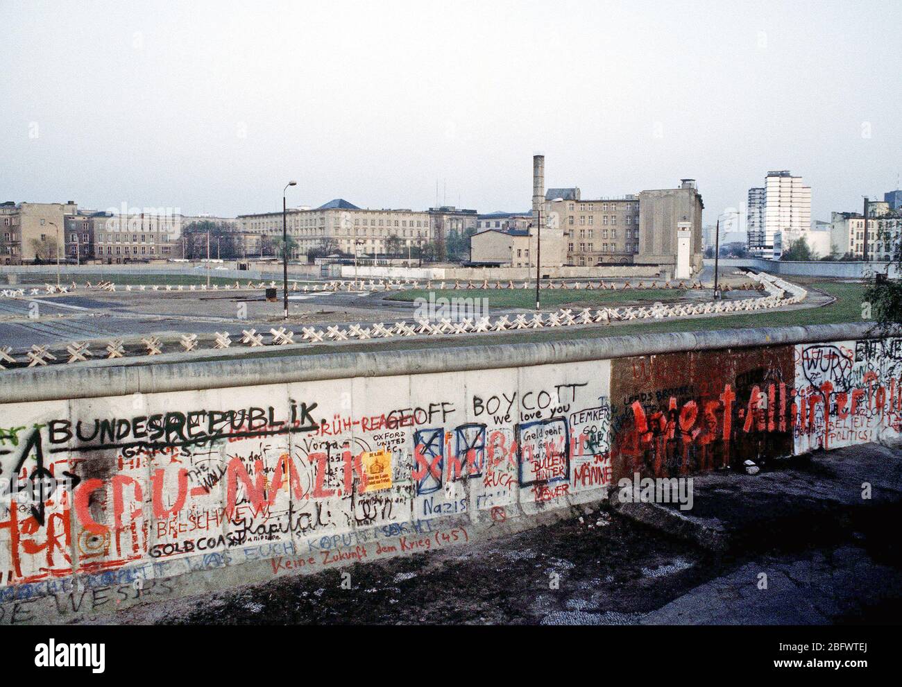 Ein Blick auf "die Mauer", "Die kommunistische trennt - kontrollierte Osten Deutschland aus dem Westen Deutschlands. Stockfoto