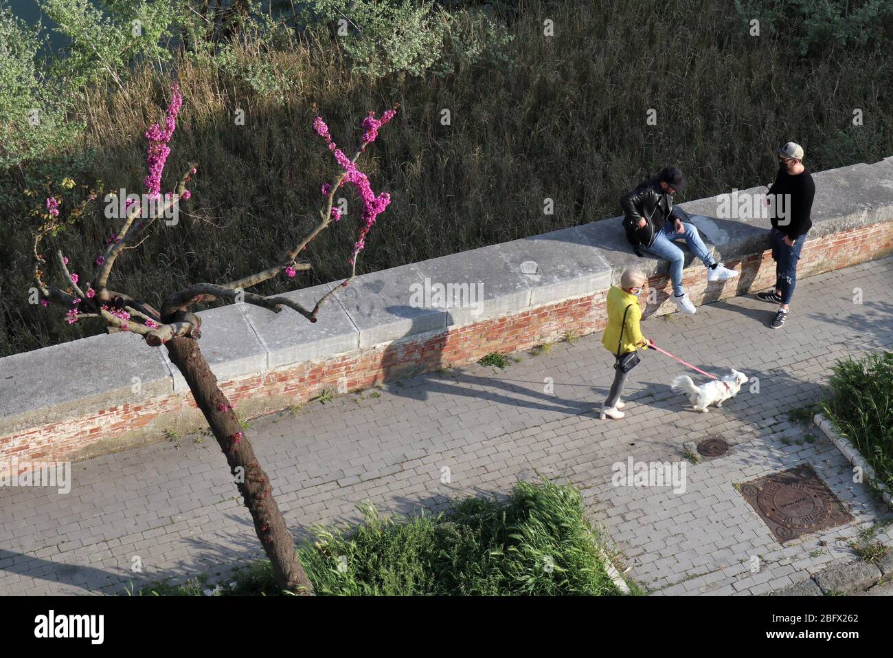 Benevento – EIN passeggio con le mascherine durante la quarantena Stockfoto