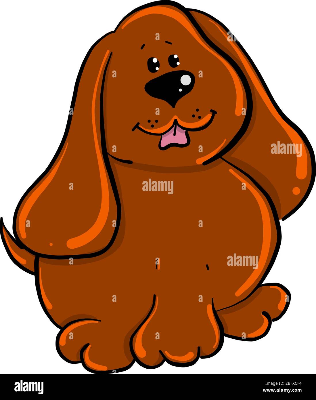 Fett brauner Hund, Illustration, Vektor auf weißem Hintergrund Stock Vektor