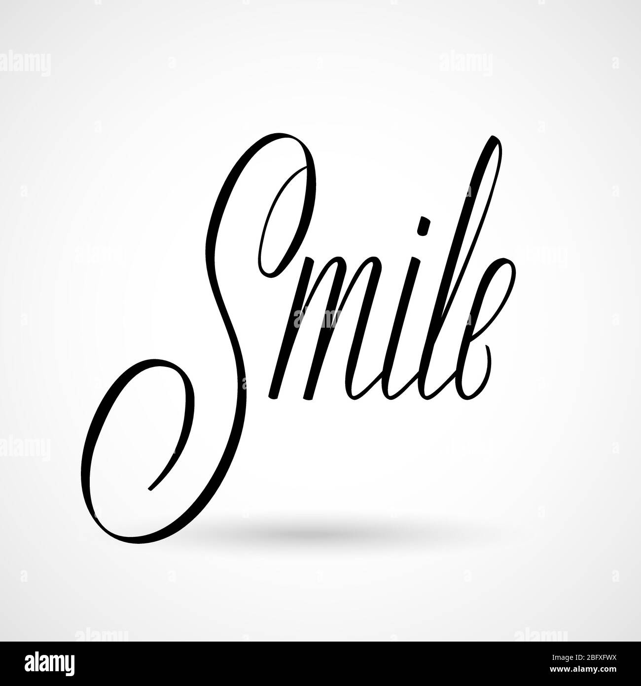 Smile Vektor-Inschrift. Handgezeichnete Kalligraphie-Phrase. Alles gute für inspirierende Worte. Illustration der Phrase Smile Wort Typografie Stock Vektor