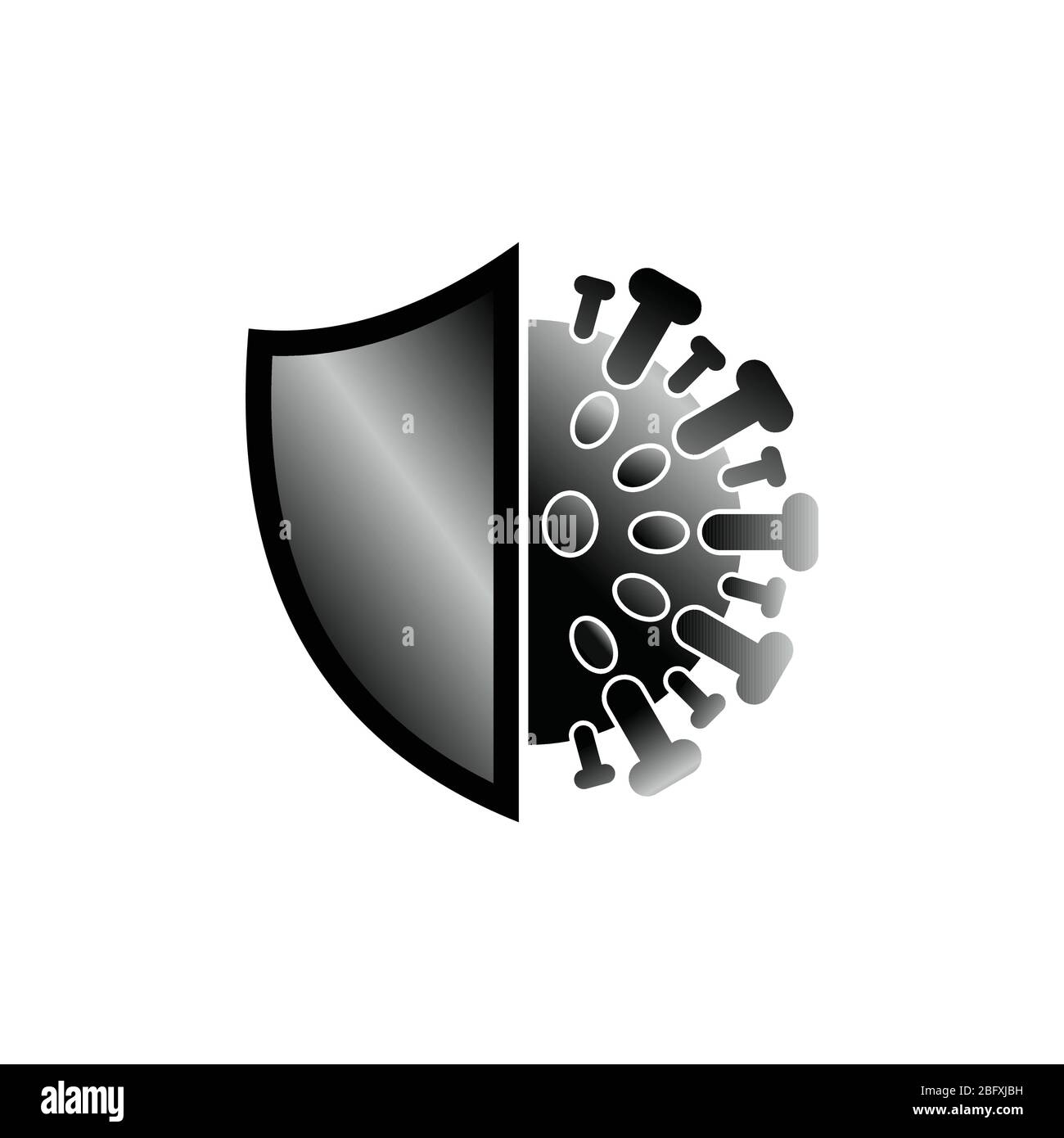 Corona Virus Protection Shield Logo, Schild und Corona-Virus, Vektor-Symbol, Schutz gegen Krankheit, Illustration der Immunität von Virus und Bakterien Stock Vektor