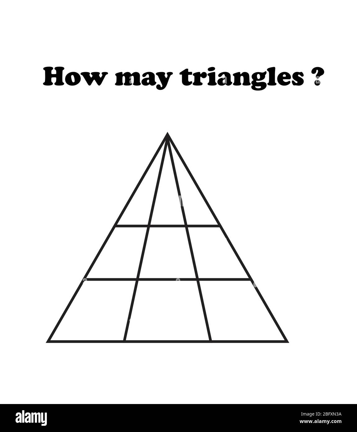 Pädagogische Mathe Spiel. Wie viele Dreiecke? Mathematisches Puzzle. Stock Vektor