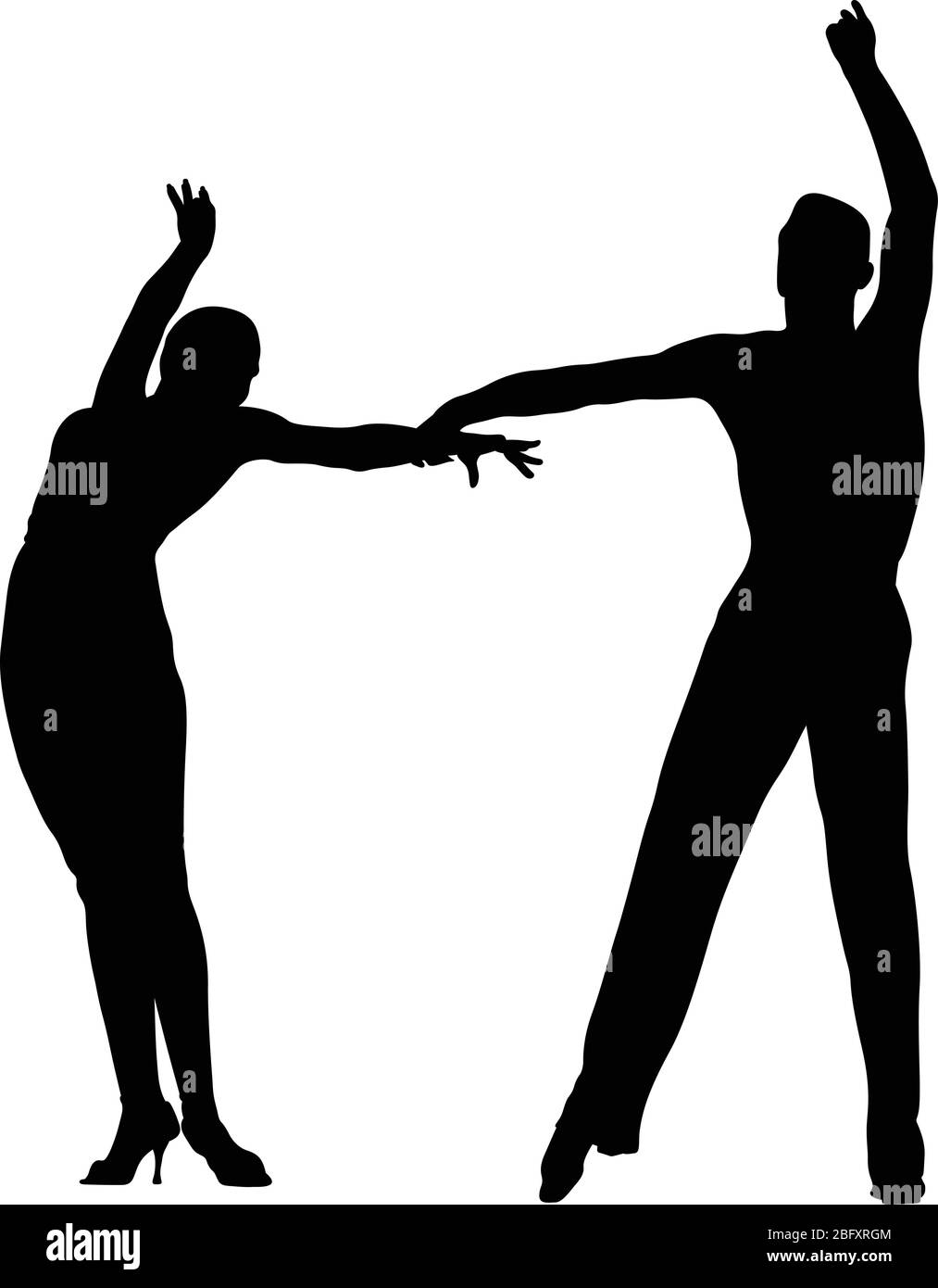 Schwarze Silhouette paar Tänzer im Ballsaal tanzen Stock Vektor