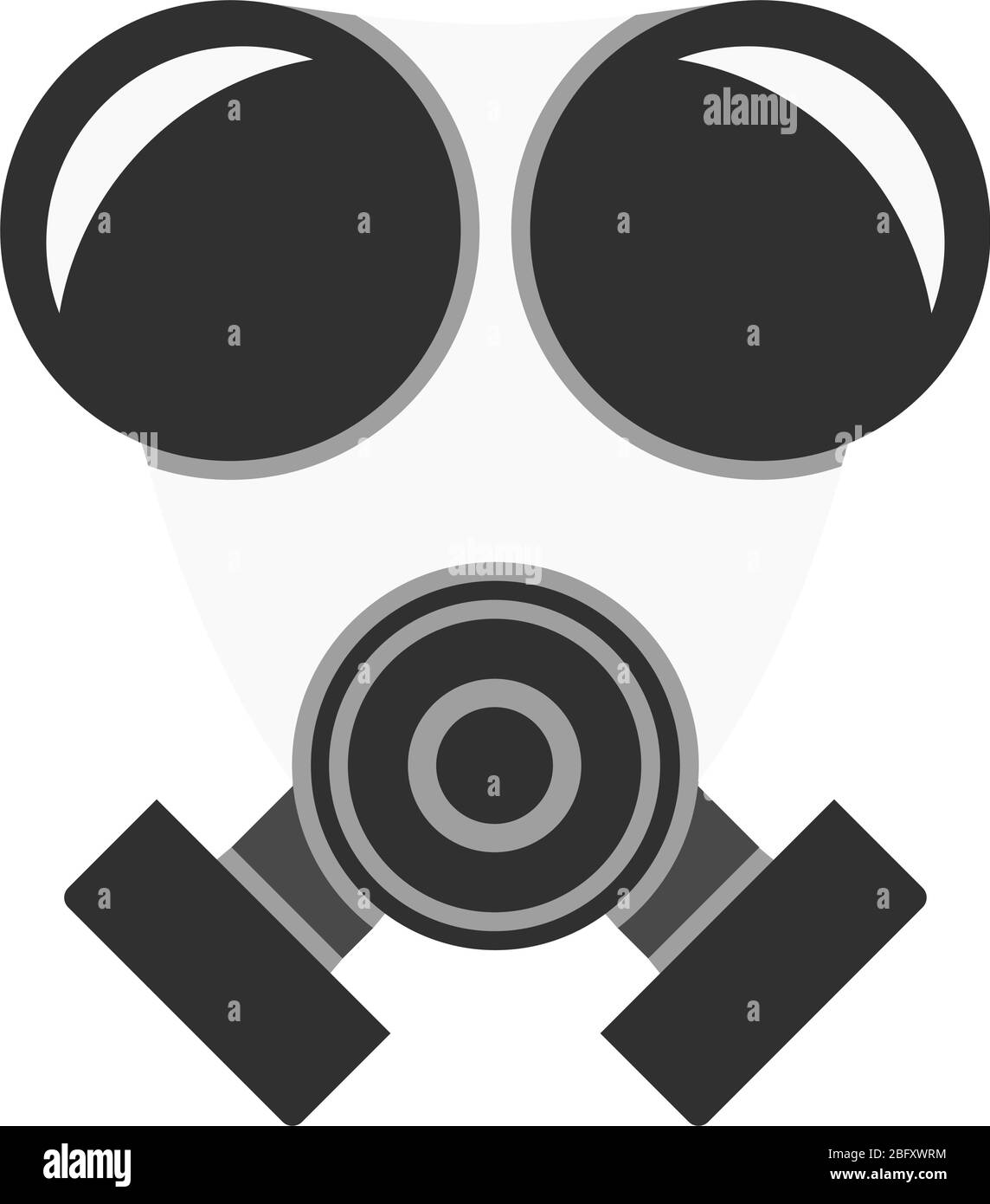 Eine Grafik eines Atemschutzgeräts, das auf Baustellen oder in Krankenhäusern verwendet wird. Die Maske schützt vor Viren, Bakterien und Schadstoffen. Stock Vektor