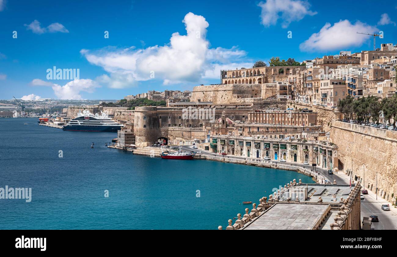 Valletta Kreuzfahrthafen von Malta. Stockfoto