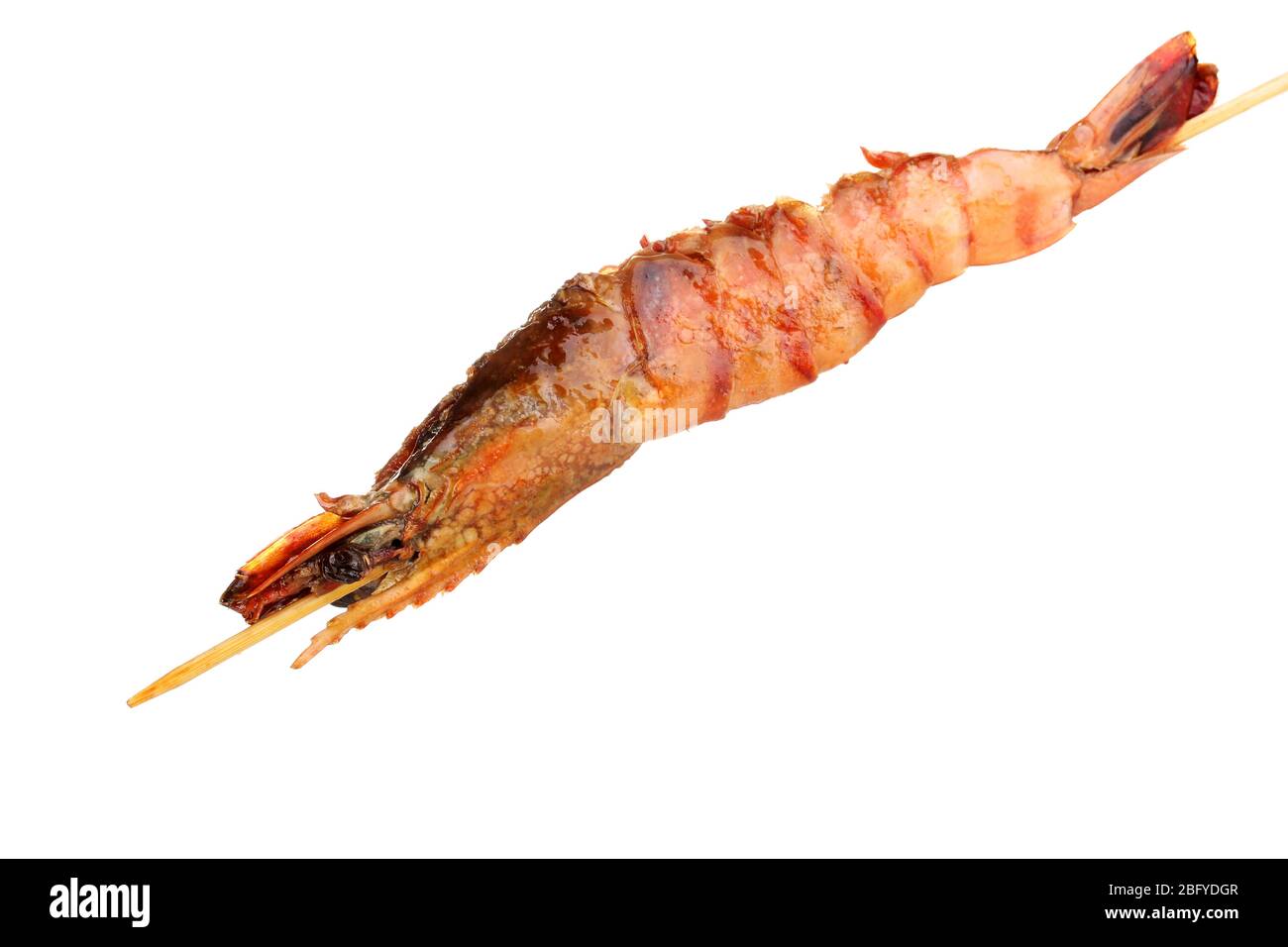King Garnelen Spieße isoliert auf weiß Stockfoto