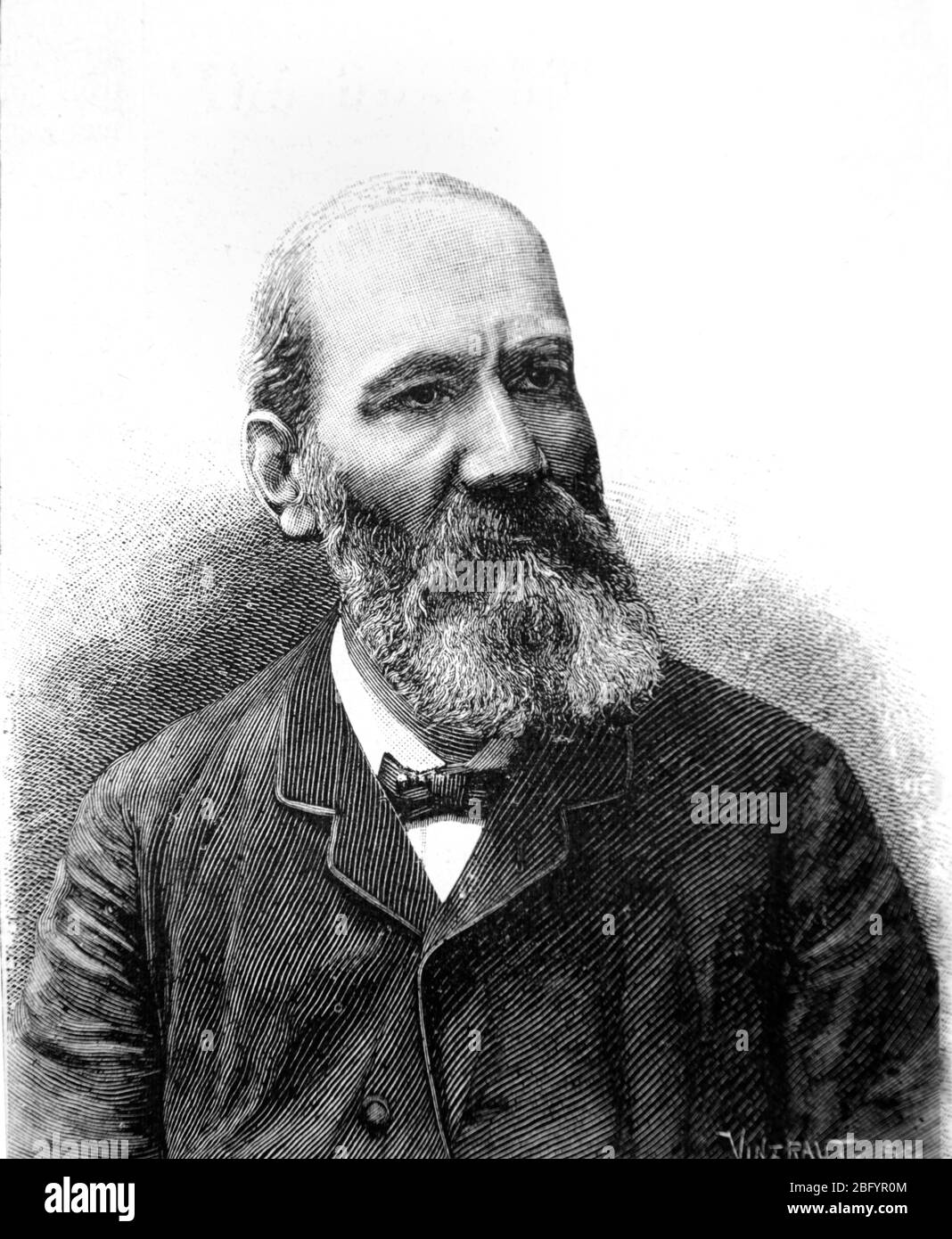 Porträt von M. Gauthiot Generalsekretär der Société de Géographie Paris Frankreich. Vintage oder Alte Illustration oder Gravur 1889 Stockfoto